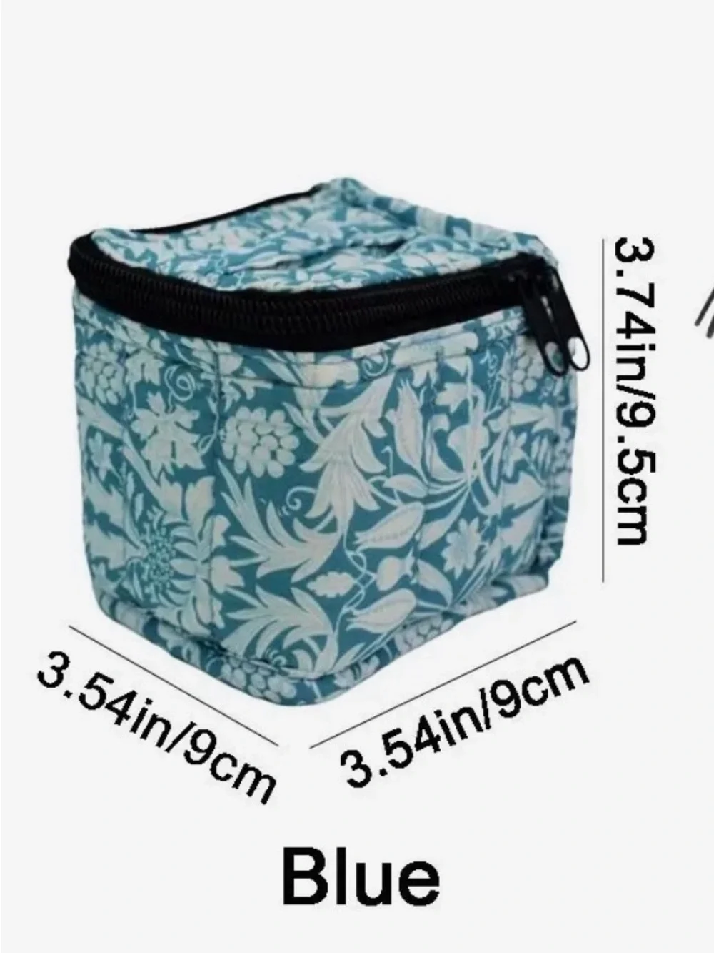 Teal Floral Zip Cosmetic Case